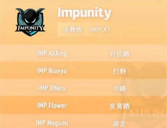 《王者荣耀》IMP战队成员详细信息