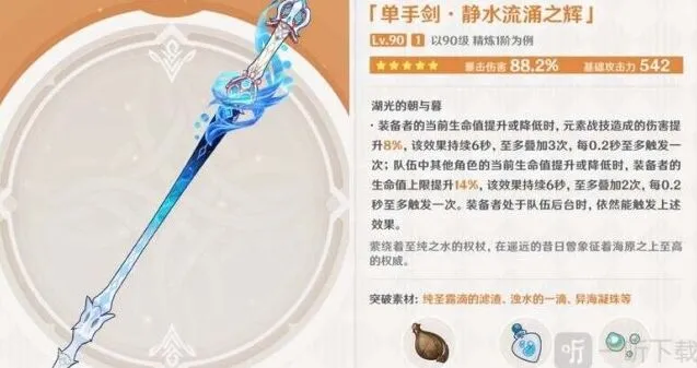原神静水流涌之辉突破素材分享