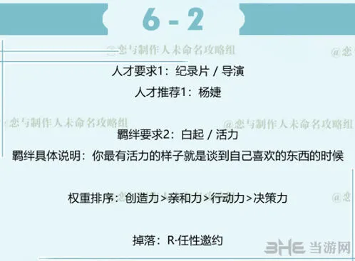恋与制作人白起拍摄副本6-2通关详解