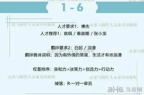 恋与制作人白起拍摄副本1-6通关攻略