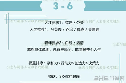 恋与制作人3-6章节完整攻略