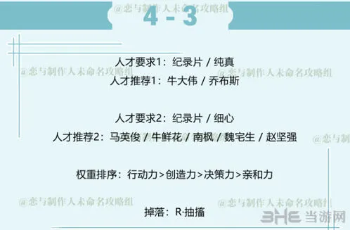 恋与制作人4-3拍摄副本三星打法攻略