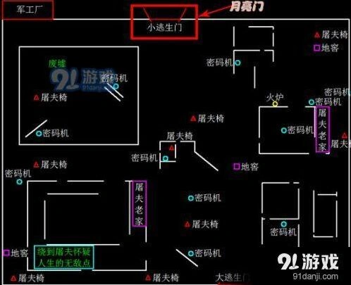 第五人格军工厂月亮门寻找技巧
