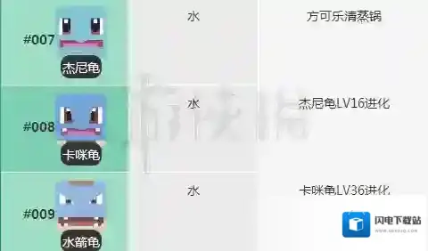 宝可梦探险寻宝杰尼龟食谱 杰尼龟料理及进化方法