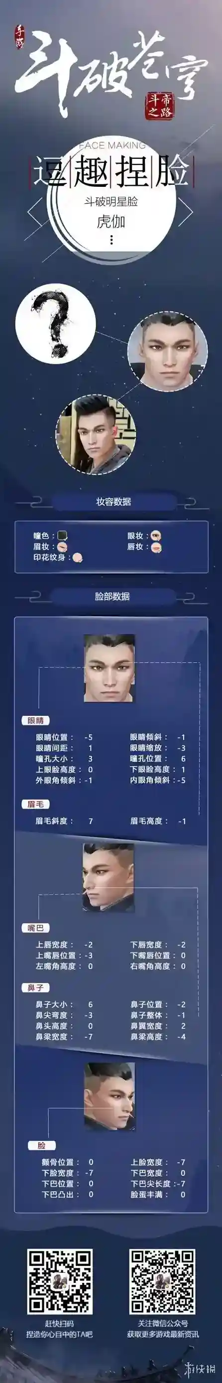 斗破苍穹斗帝之路捏脸数据