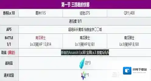 fgo万圣节三期第1节副本配置介绍 第1节副本掉落一览